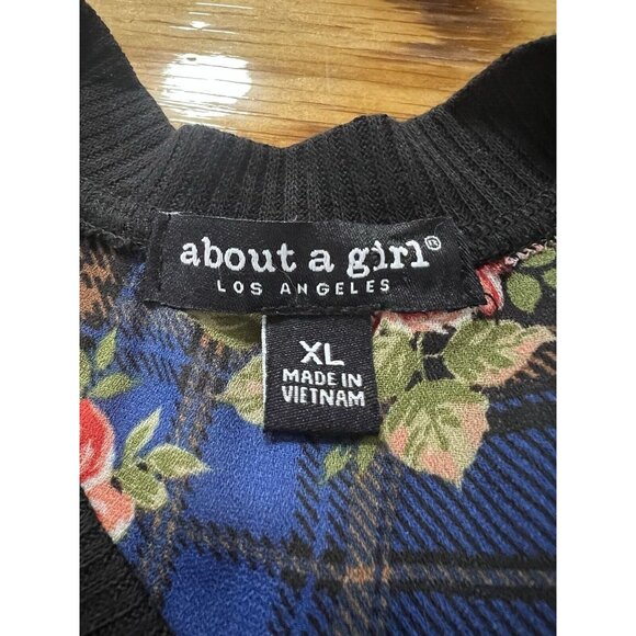 About‎ A Girl Jacket Women Size XL Floral Full Zip Navy Floral Cottagecore Boho - Picture 3 of 15